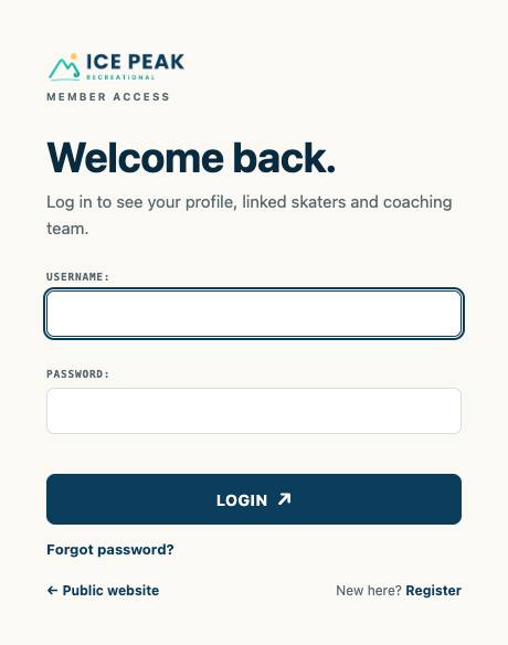 Login page